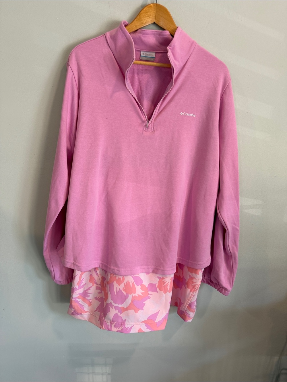 Columbia Light Pink Quarter-Zip Pullover with Floral skirt